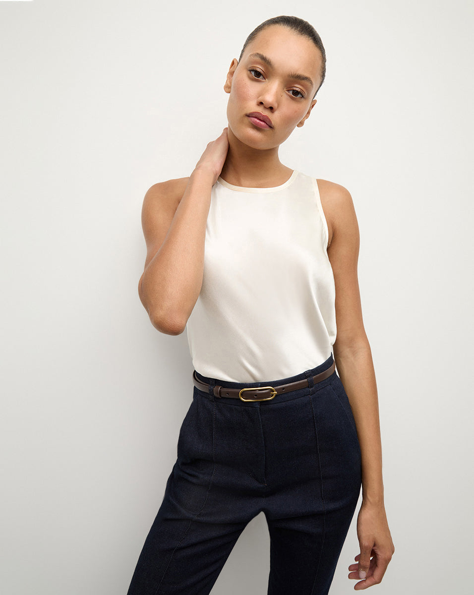 Stretch Silk Tank Top for Women | Sabrina High Neck Blouse