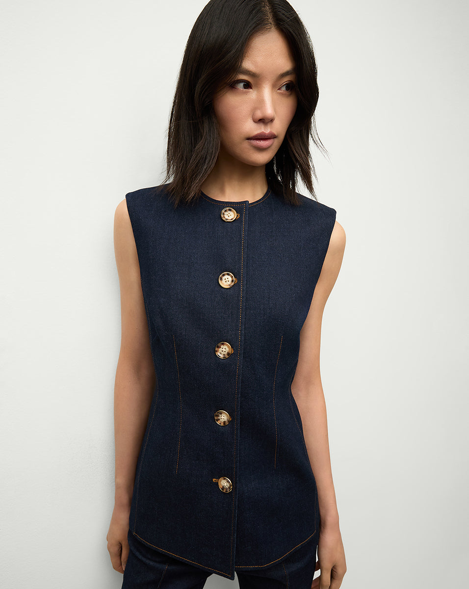 Tailored Denim Vest for Women with Stretch Cotton | Jessup