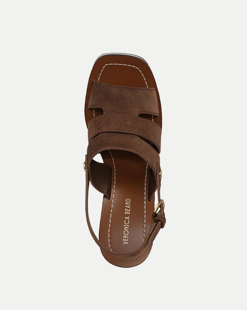 Brown Suede Platform Sandals with 4.75" Heel | Peony