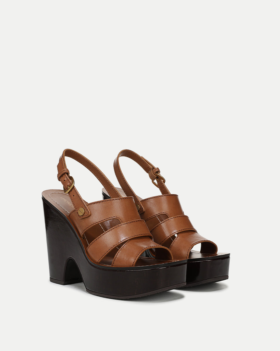 Leather Platform Sandals with Buckle Strap | Peony