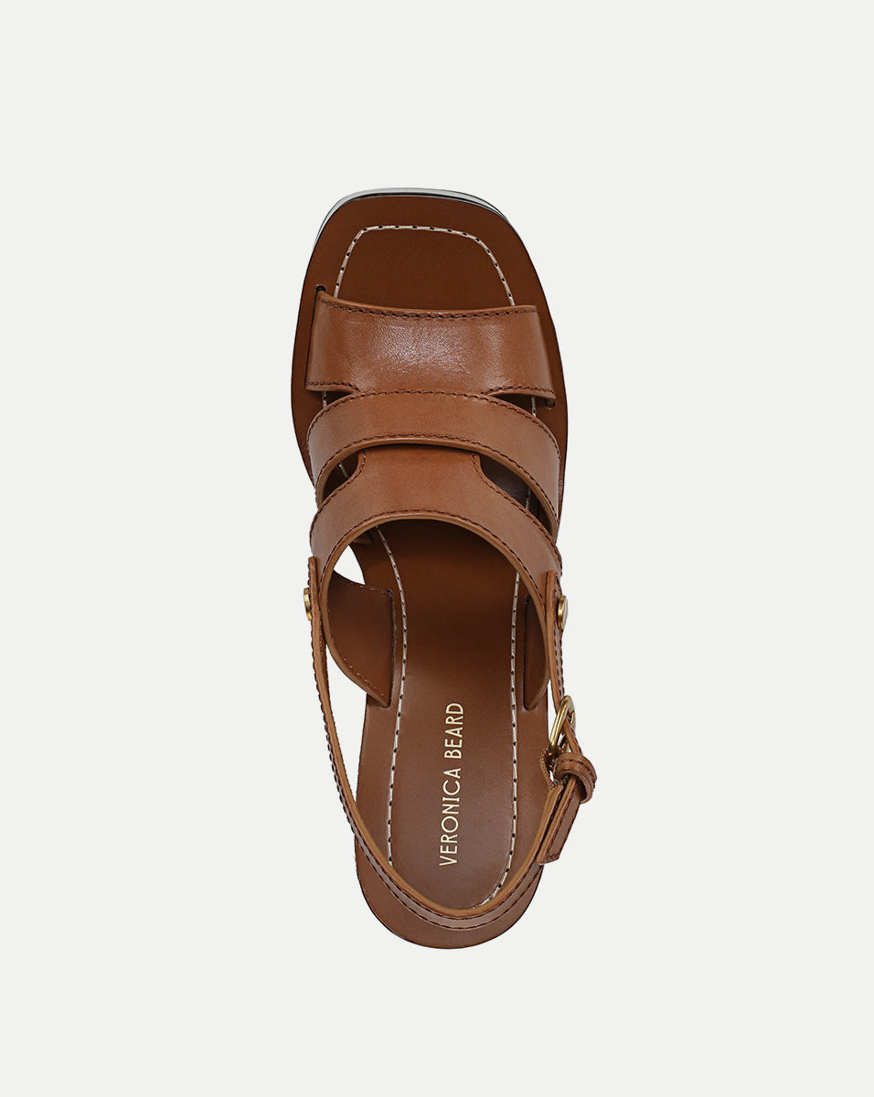 Leather Platform Sandals with Buckle Strap | Peony