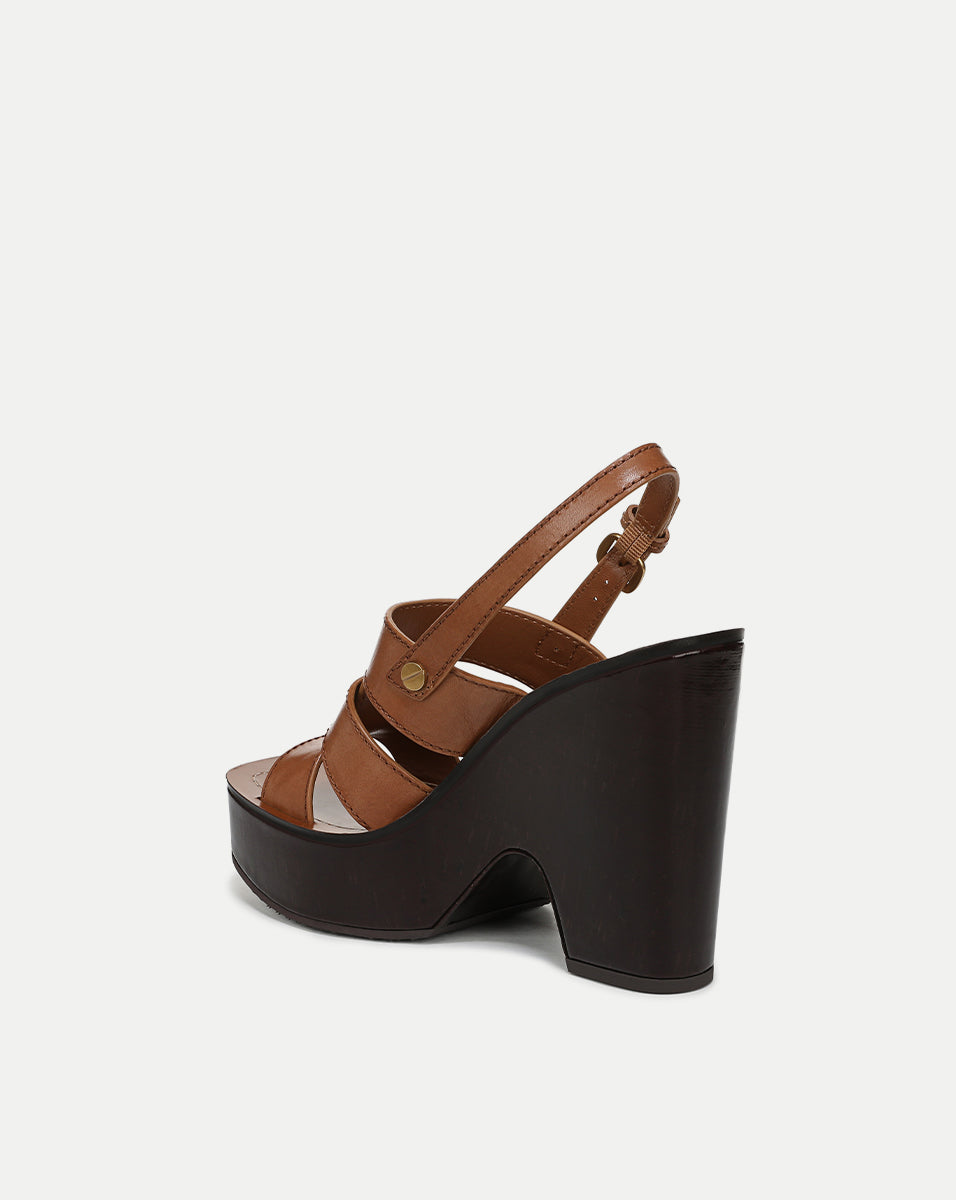 Leather Platform Sandals with Buckle Strap | Peony