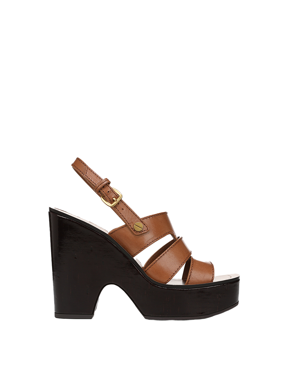 Leather Platform Sandals with Buckle Strap | Peony