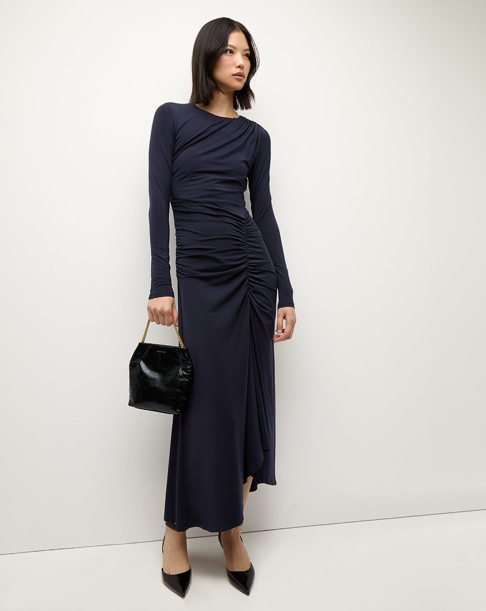 Long-Sleeve Maxi Dress with Grecian Silhouette | Theodora