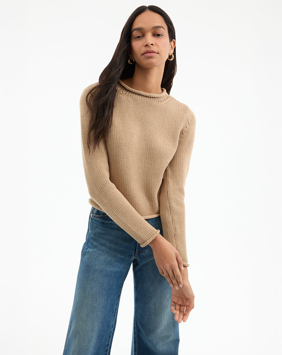 Women's Cotton Knitted Pullover | Relaxed Fit & Cropped Silhouette | Briony