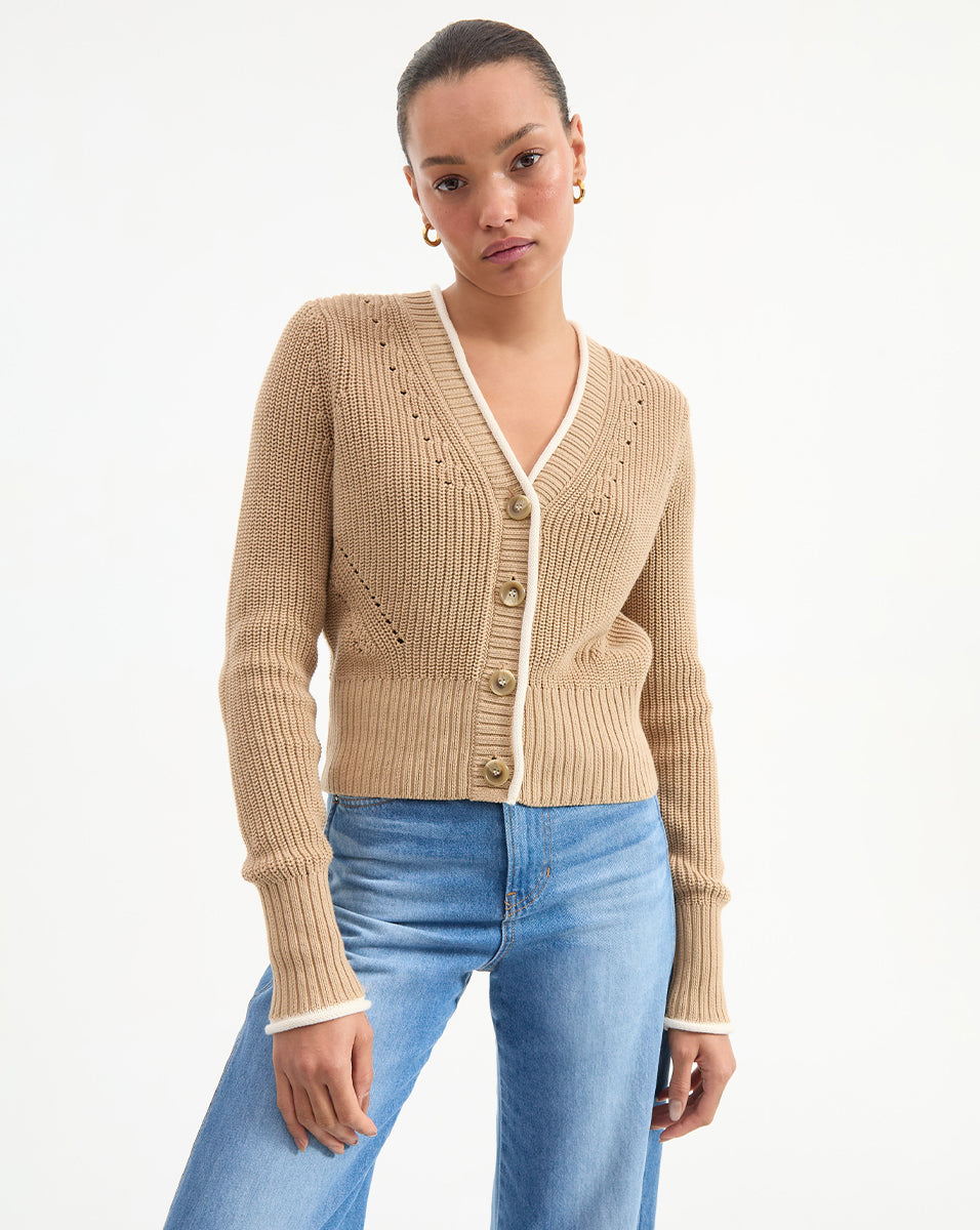 Beatrice Cotton V-Neck Cardigan | Slim Cropped & Lightweight