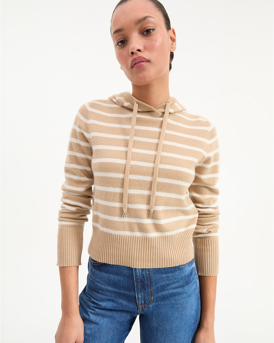 Cashmere Hoodie with Relaxed Fit & Ribbed Details | Adrian