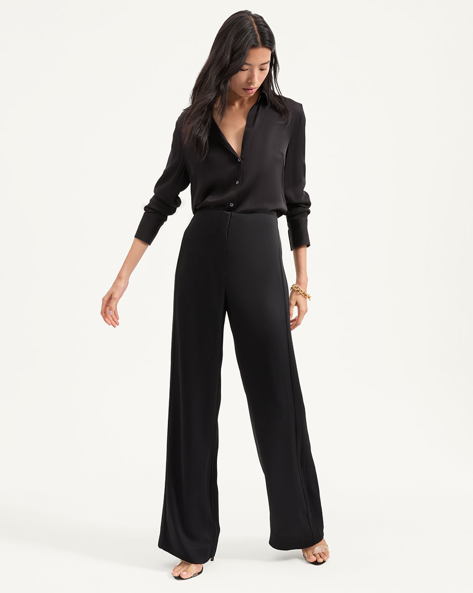 Premium Silk Shirt with Contrast Collar & Cuffs | Amelia