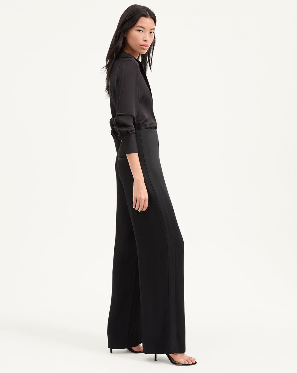 Premium Silk Shirt with Contrast Collar & Cuffs | Amelia