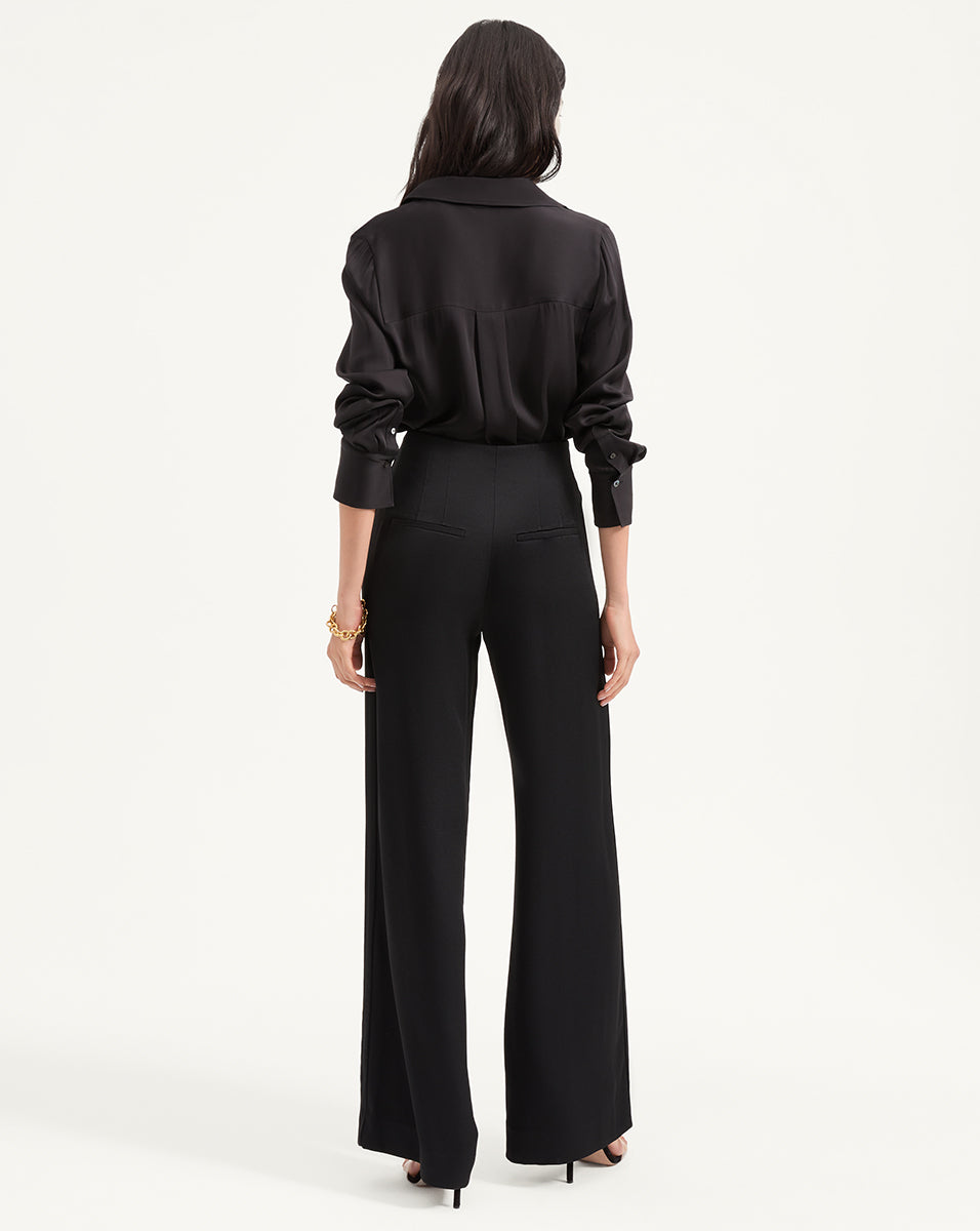 Premium Silk Shirt with Contrast Collar & Cuffs | Amelia