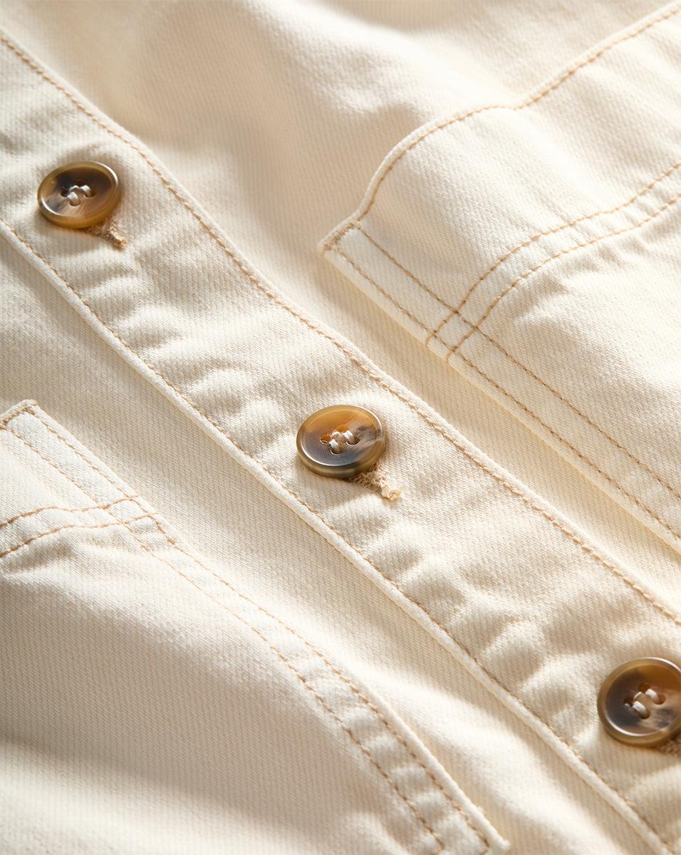 Off-White Denim Vest for Women | Collarless & Relaxed Fit | Ording