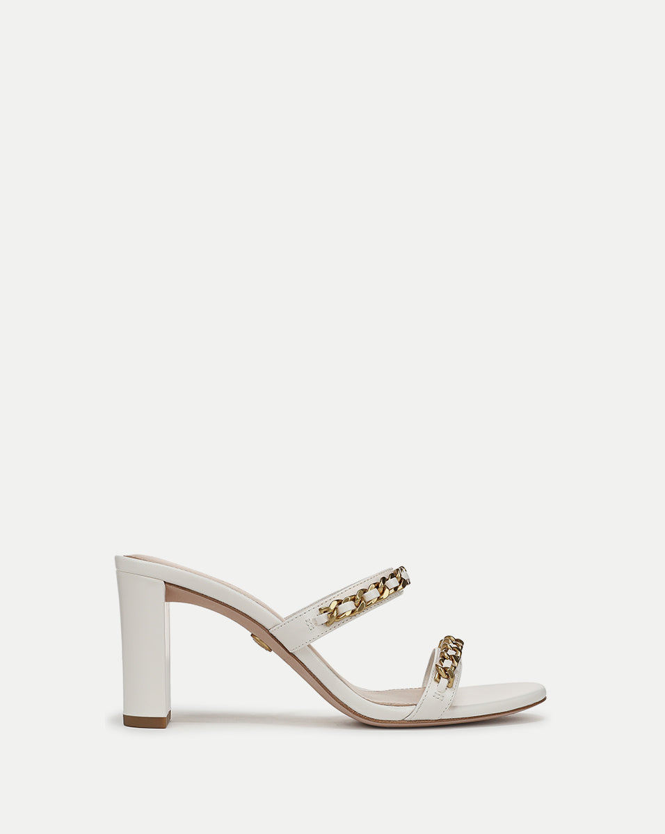 Leather Chain-Link Sandals with 3" Heel for Women | Gretchen