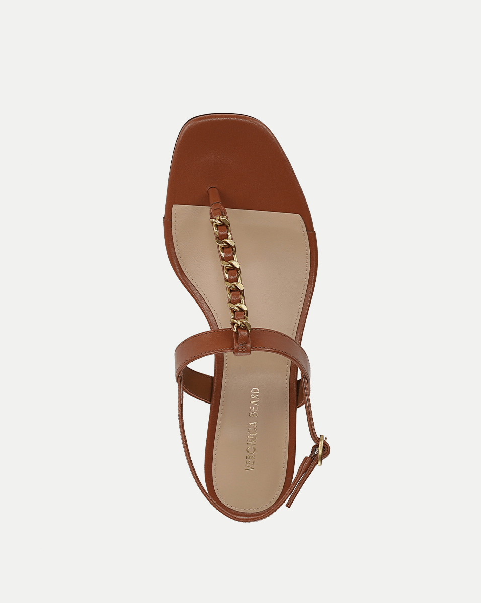 Leather Chain-Link Sandals with Block Heel | Andie