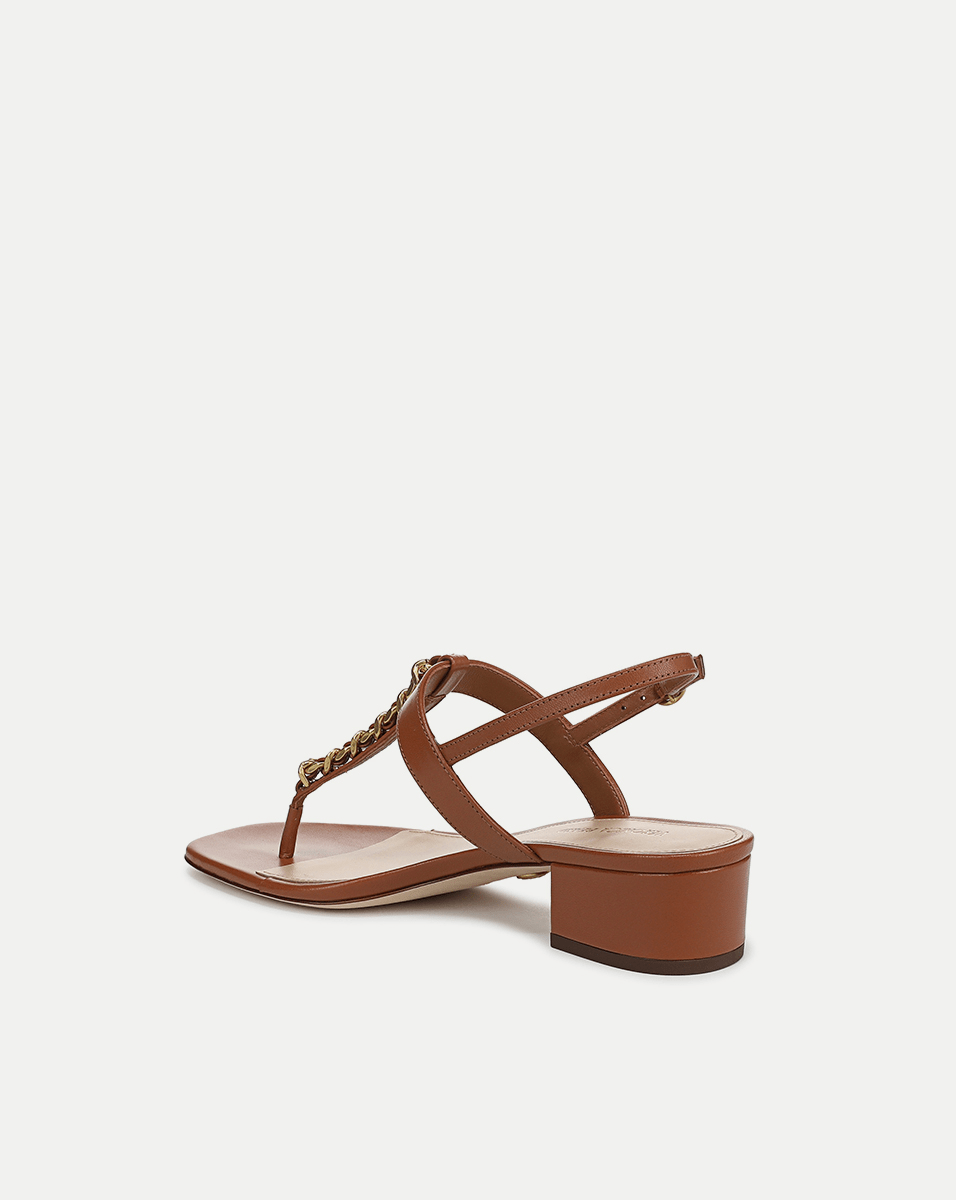 Leather Chain-Link Sandals with Block Heel | Andie