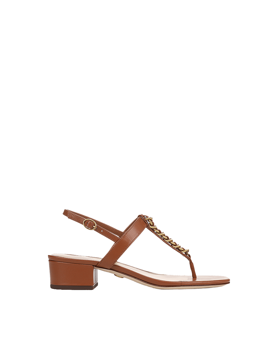 Leather Chain-Link Sandals with Block Heel | Andie