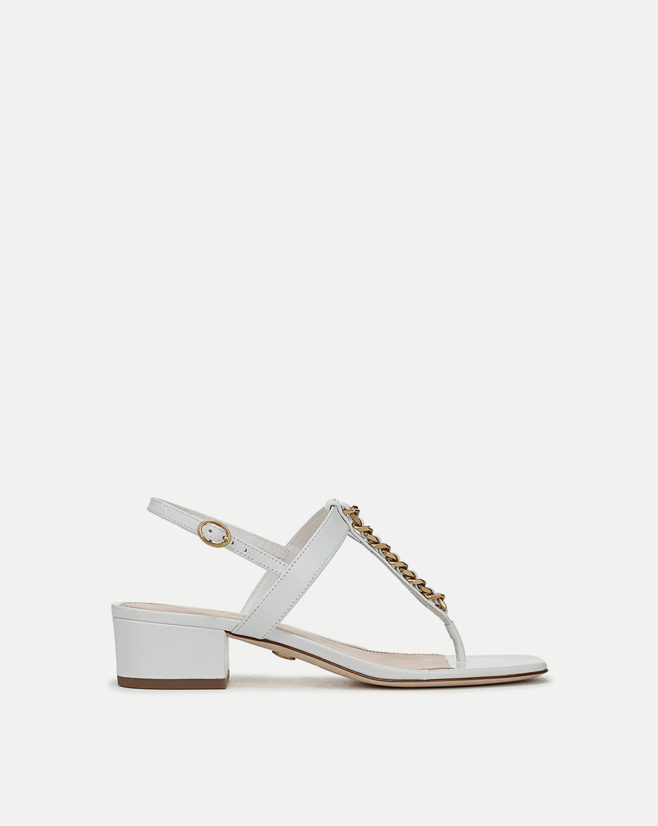 Leather Chain-Link Sandals with Block Heel | Andie