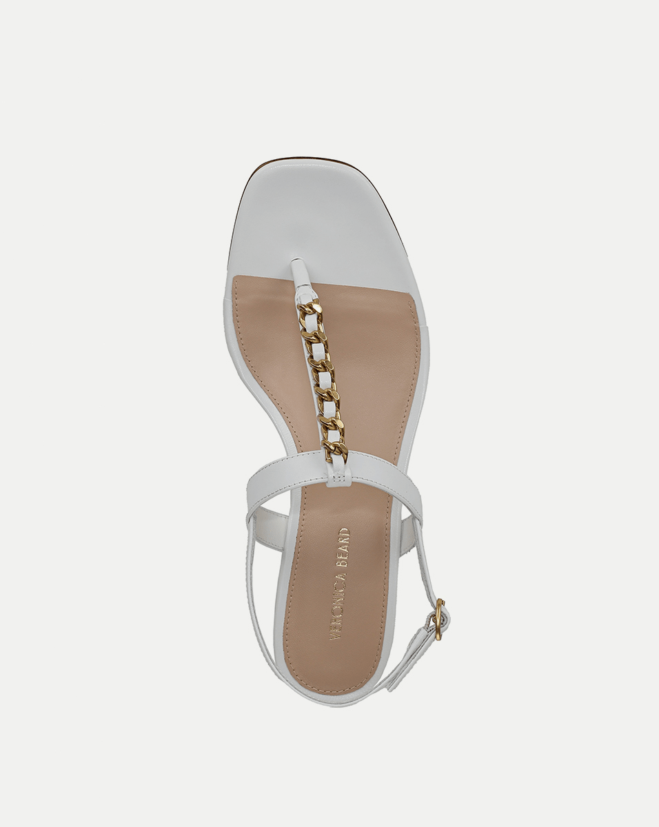 Leather Chain-Link Sandals with Block Heel | Andie