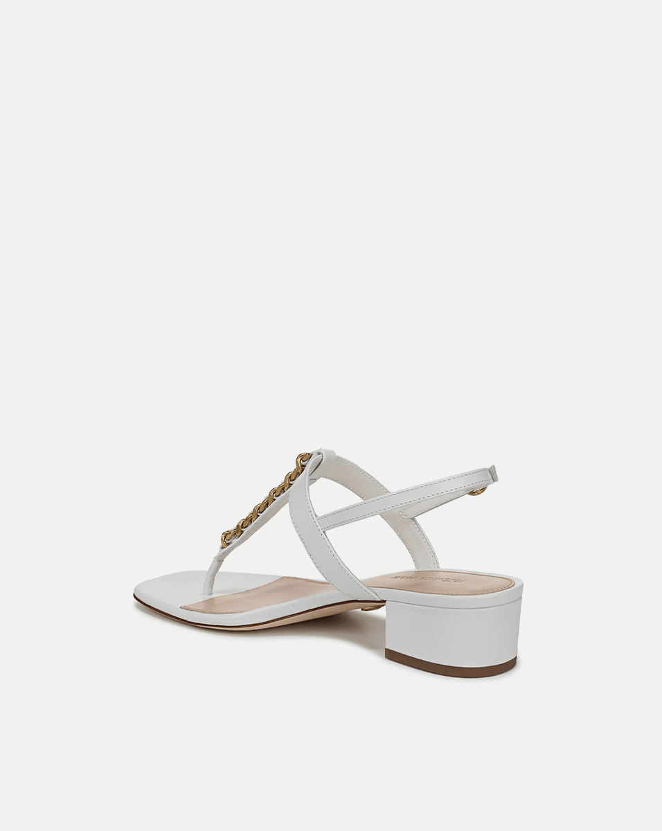 Leather Chain-Link Sandals with Block Heel | Andie