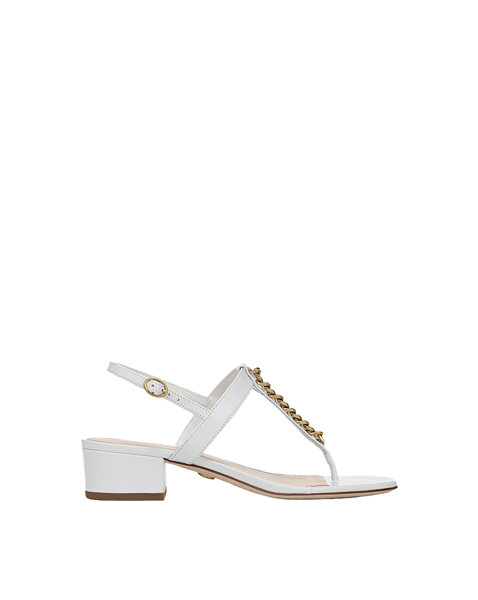Leather Chain-Link Sandals with Block Heel | Andie