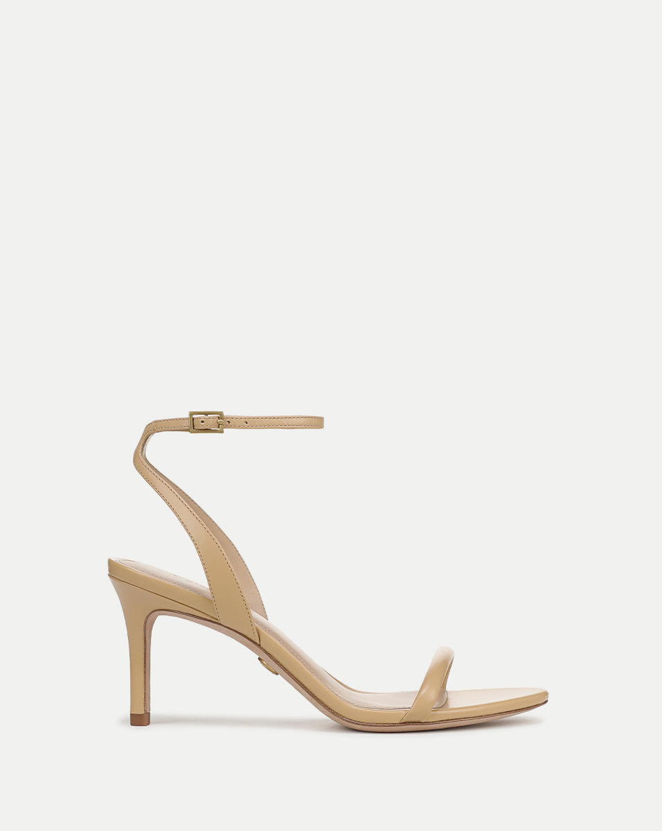 Leather Ankle-Strap Stiletto Sandals with Cushioned Footbed | Sylvie