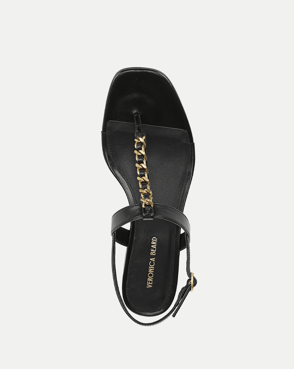 Leather Chain-Link Sandals with Block Heel | Andie