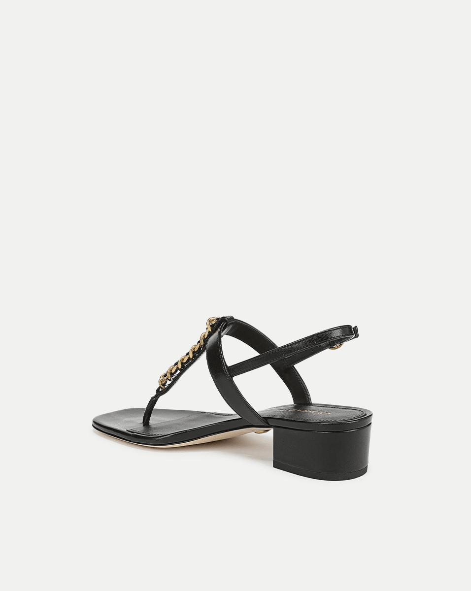 Leather Chain-Link Sandals with Block Heel | Andie