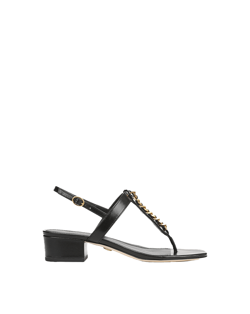 Leather Chain-Link Sandals with Block Heel | Andie