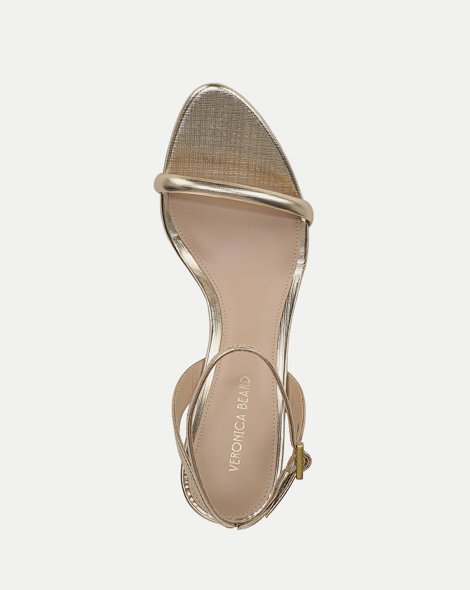 Metallic Gold Ankle-Strap Stiletto Sandals | Sylvie