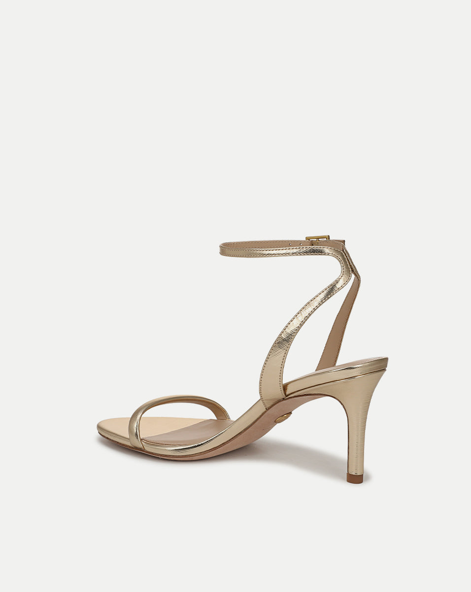 Metallic Gold Ankle-Strap Stiletto Sandals | Sylvie