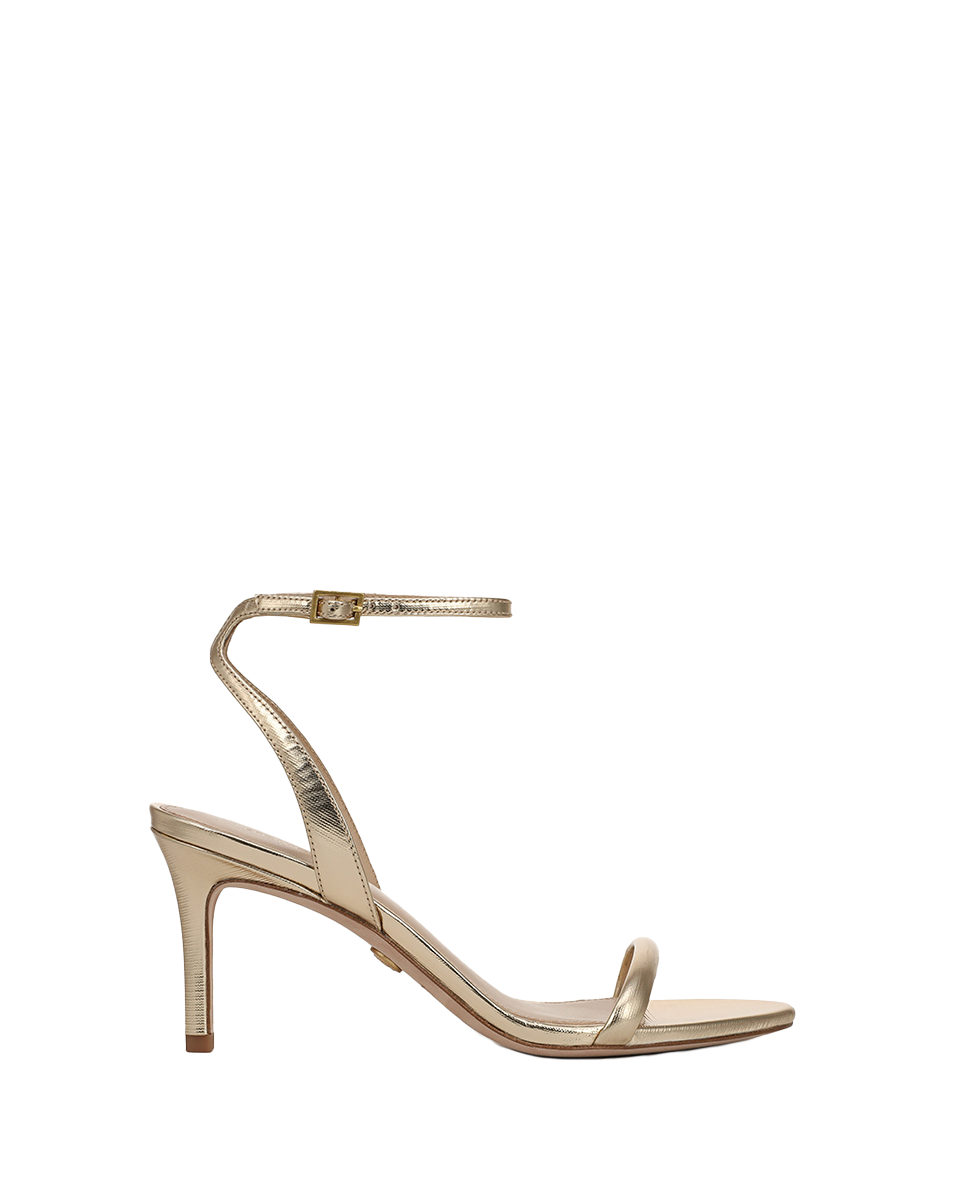 Metallic Gold Ankle-Strap Stiletto Sandals | Sylvie