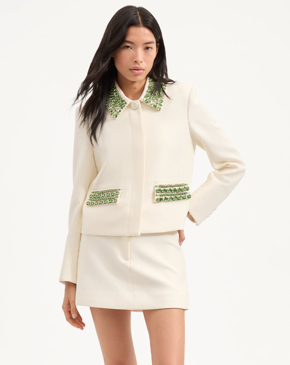 Embellished Cropped Jacket with Rhinestones | Imogen
