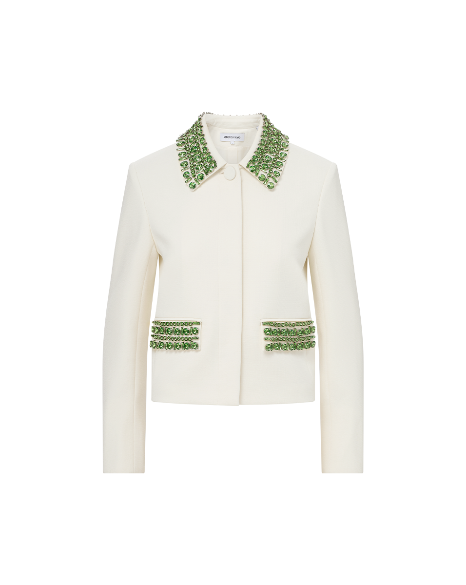 Embellished Cropped Jacket with Rhinestones | Imogen