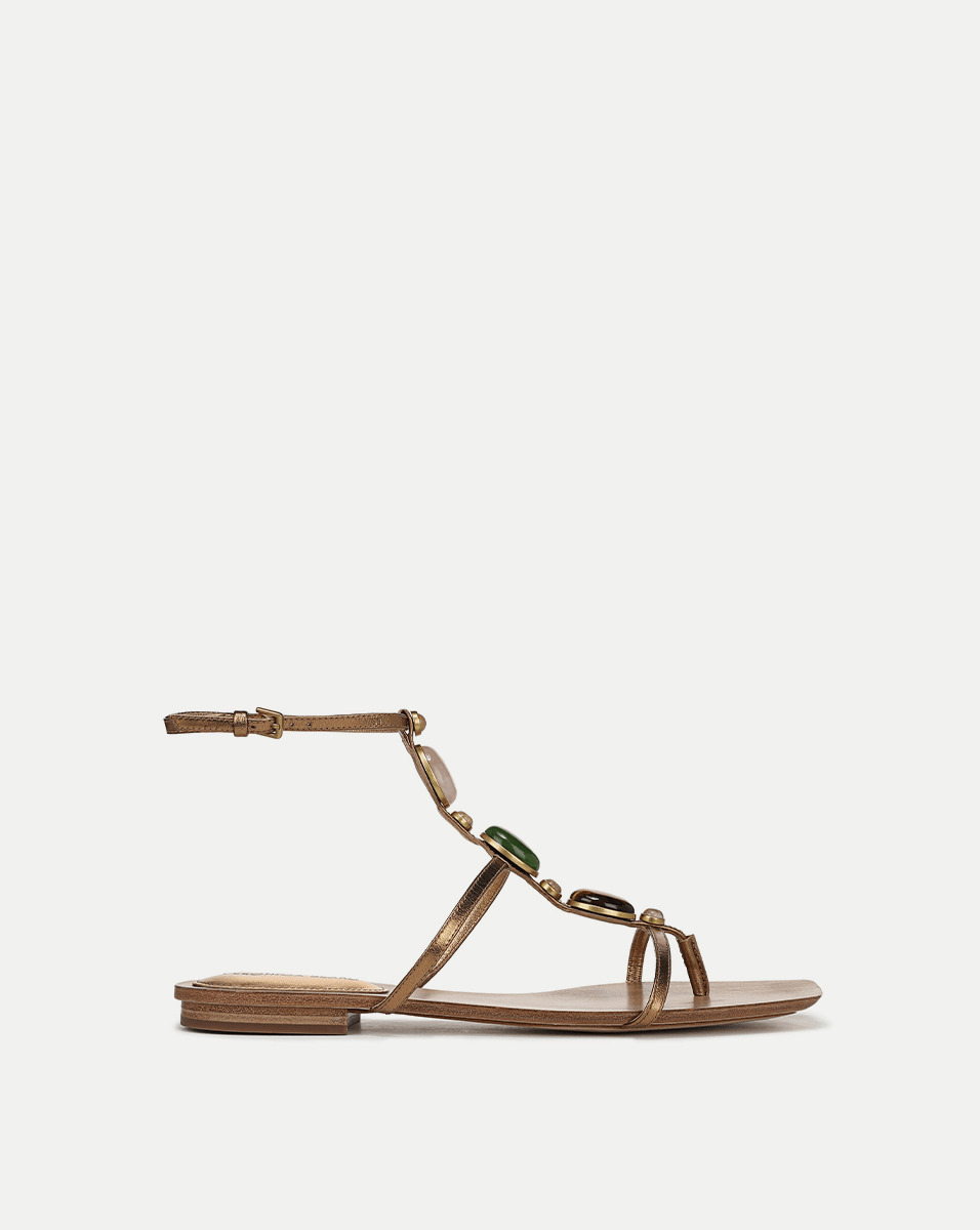 Gemstone Accent Leather Sandals for Women | Alba