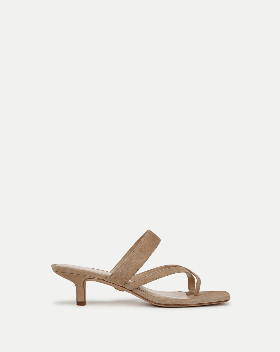 Women's Suede Kitten Heel Sandals with Criss-Cross Straps | Alanis