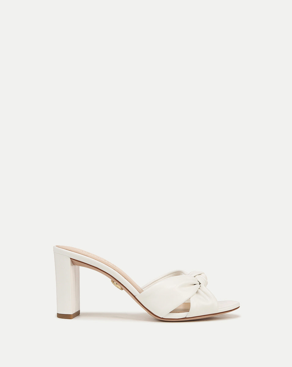 Knot-Front Leather Sandals with 3" Block Heel | Ganita