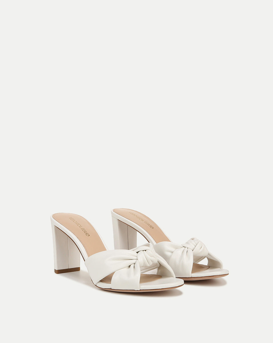 Knot-Front Leather Sandals with 3" Block Heel | Ganita