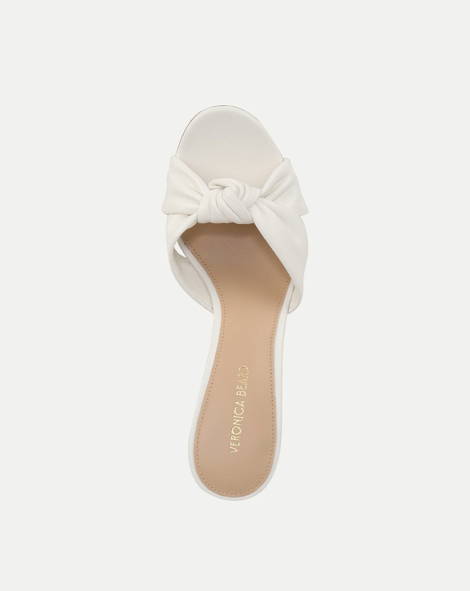 Knot-Front Leather Sandals with 3" Block Heel | Ganita