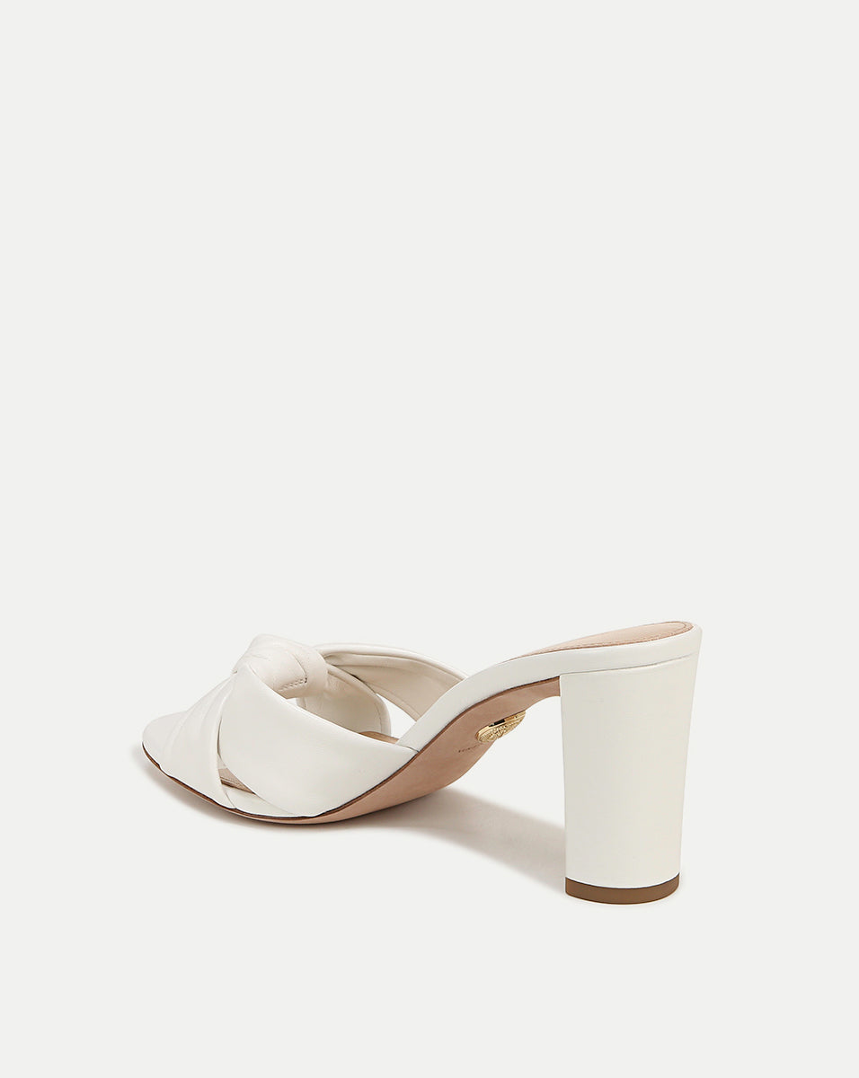 Knot-Front Leather Sandals with 3" Block Heel | Ganita