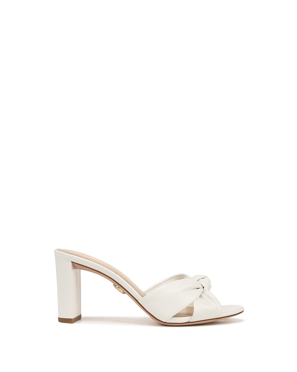 Knot-Front Leather Sandals with 3" Block Heel | Ganita
