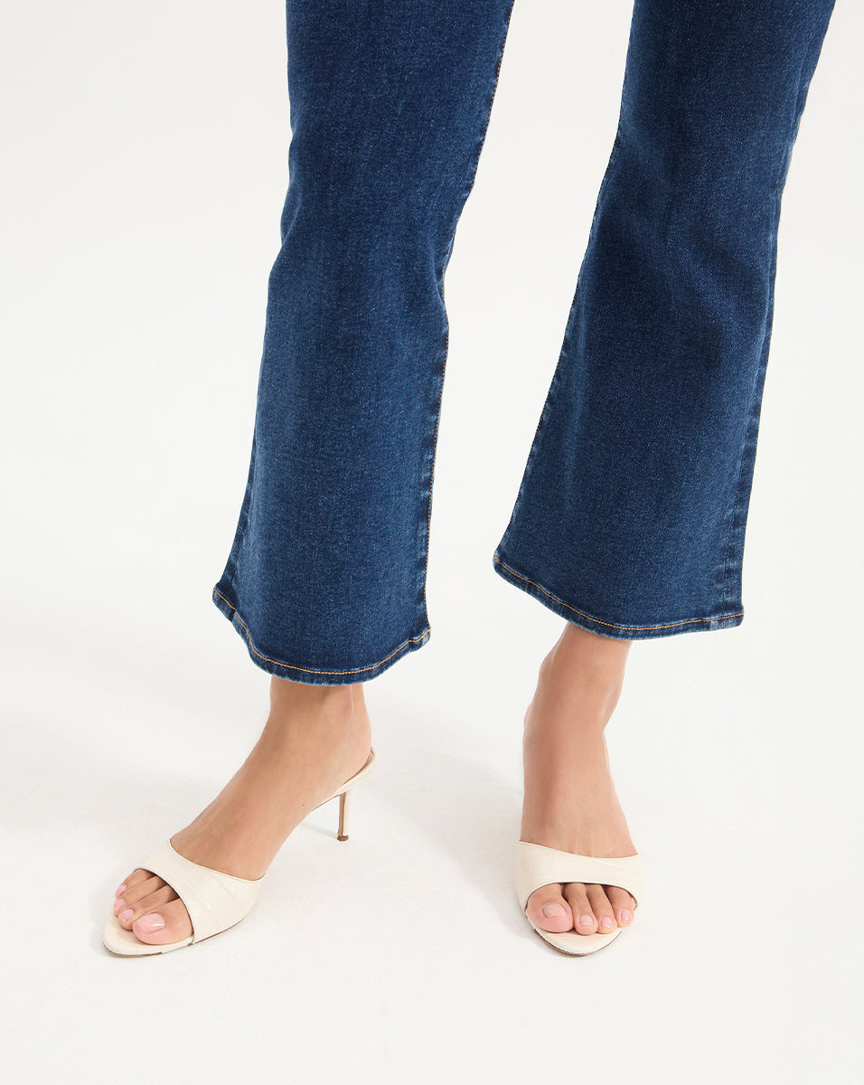 Croc-Embossed Leather Sandals with Kitten Heel | Tia