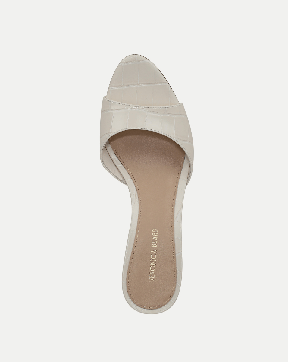 Croc-Embossed Leather Sandals with Kitten Heel | Tia
