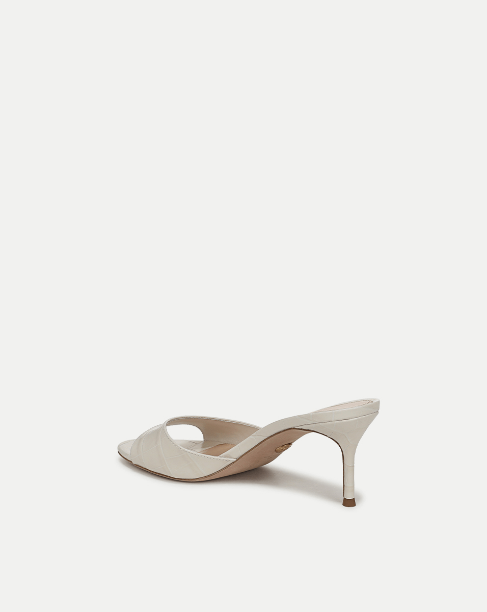 Croc-Embossed Leather Sandals with Kitten Heel | Tia