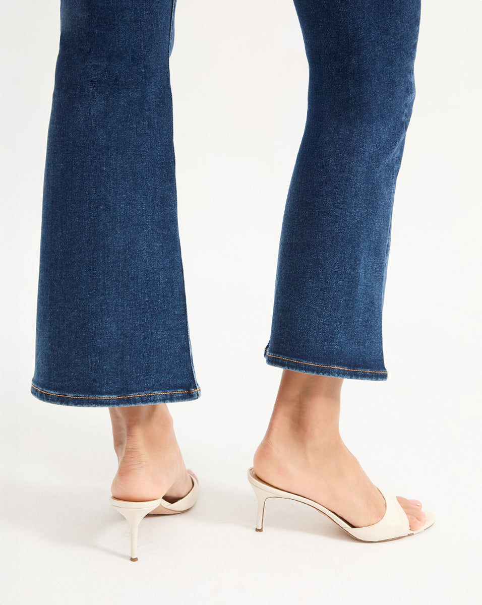 Croc-Embossed Leather Sandals with Kitten Heel | Tia