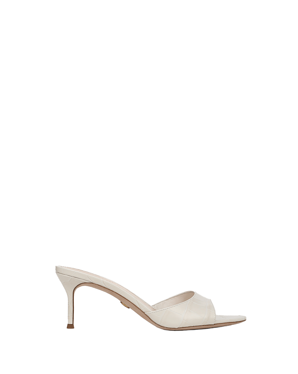 Croc-Embossed Leather Sandals with Kitten Heel | Tia