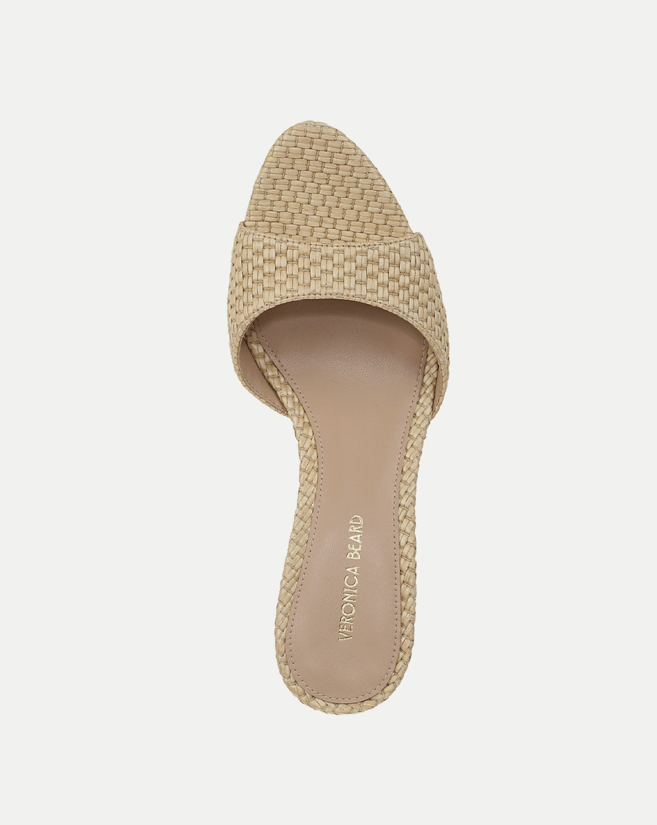 Raffia Sandals with Kitten Heel & Leather Footbed | Tia
