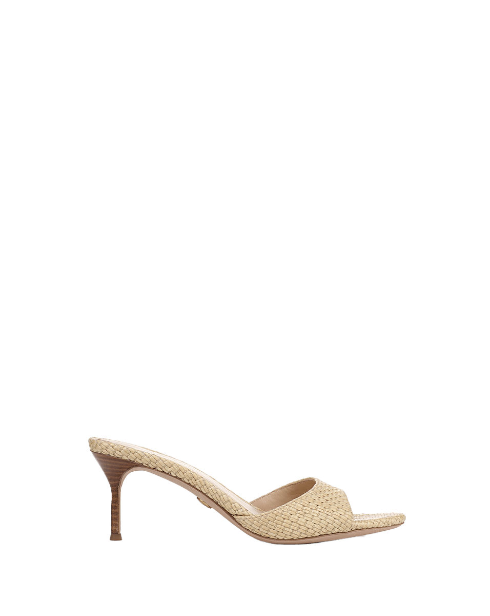 Raffia Sandals with Kitten Heel & Leather Footbed | Tia