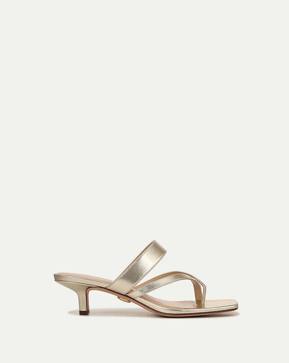 Leather Kitten Heel Sandals with Criss-Cross Straps | Alanis