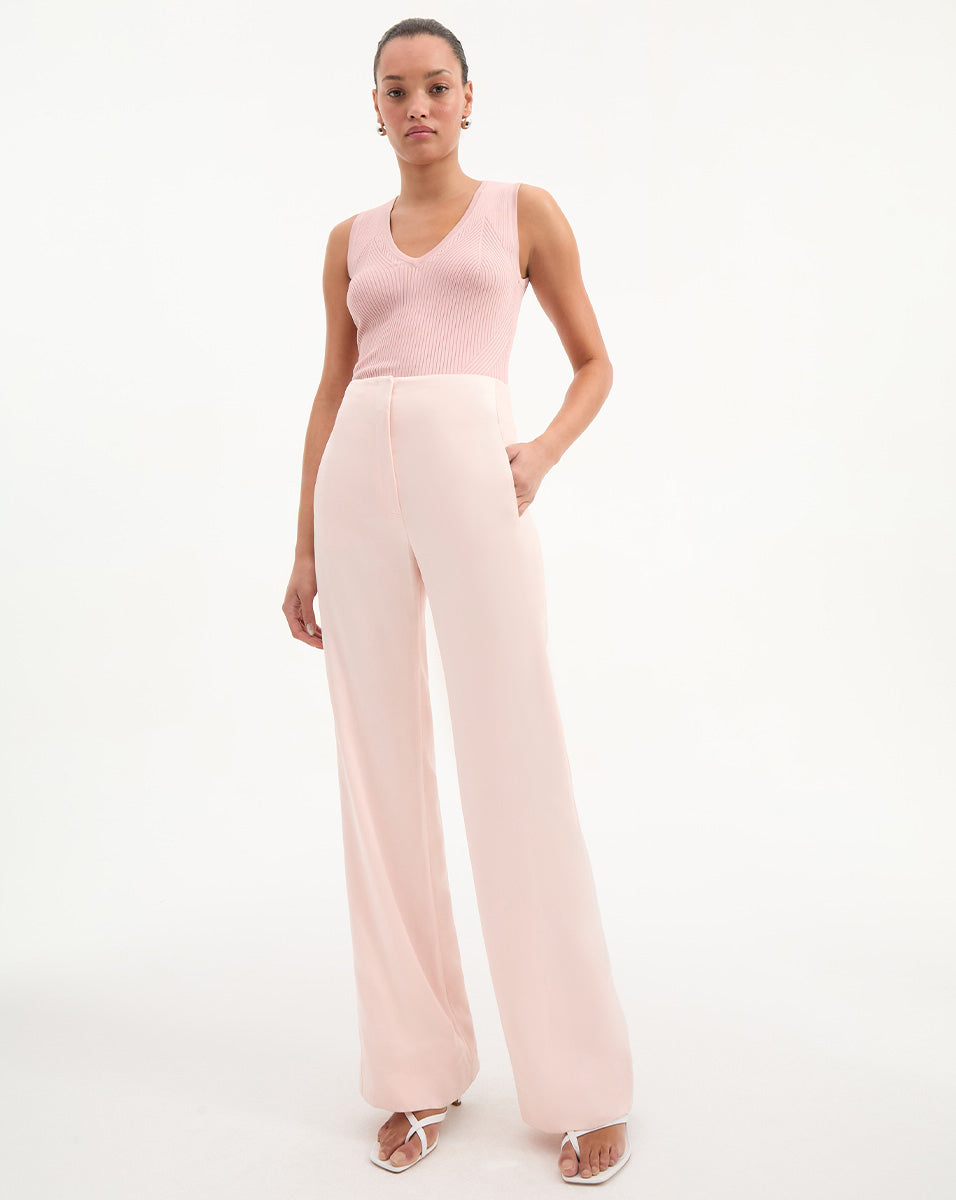 High-Waisted Wide-Leg Pink Pants | Ronin Stretch Blend