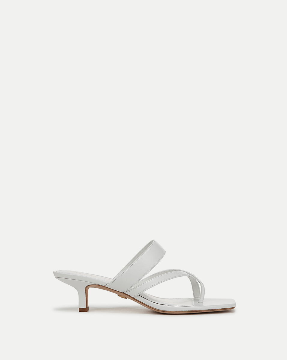 Leather Kitten Heel Sandals with Criss-Cross Straps | Alanis