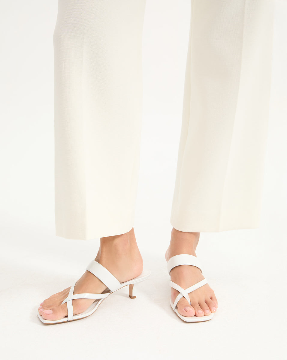 Leather Kitten Heel Sandals with Criss-Cross Straps | Alanis
